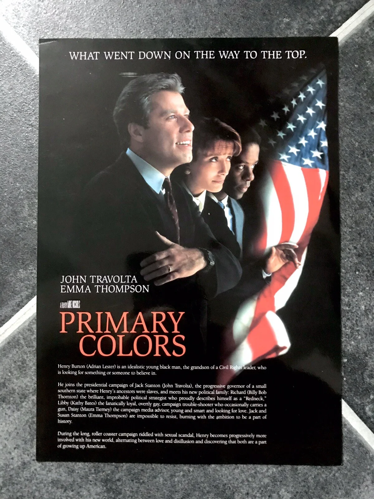 PRIMARY COLORS Original 1998 Movie Film Press Kit JOHN TRAVOLTA EMMA THOMPSON, изображение 2