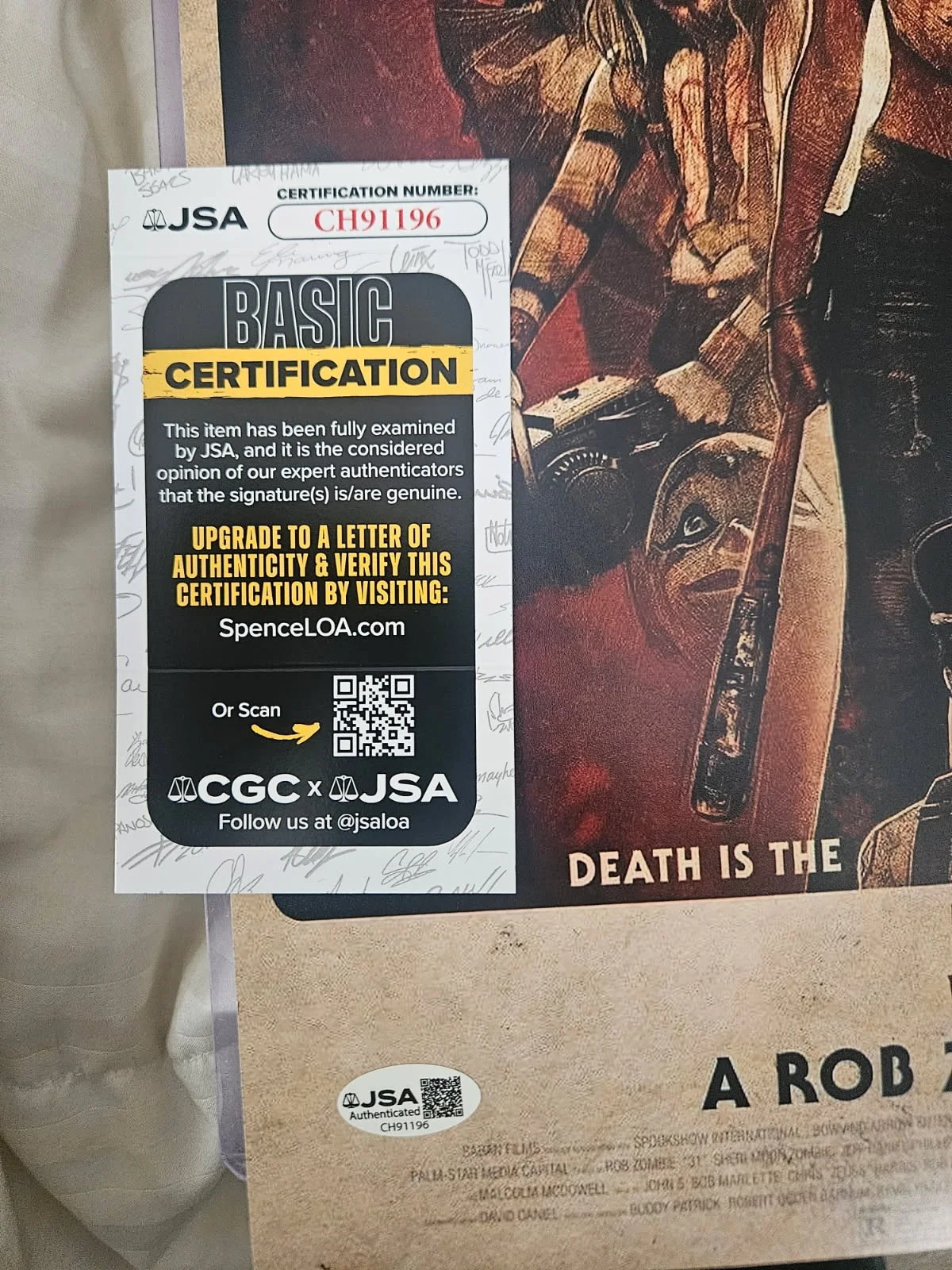 Lew temple — 31 A Rob Zombie Flim Lew Temple autographed 11x17 Psycho head JSA Certified, image 2