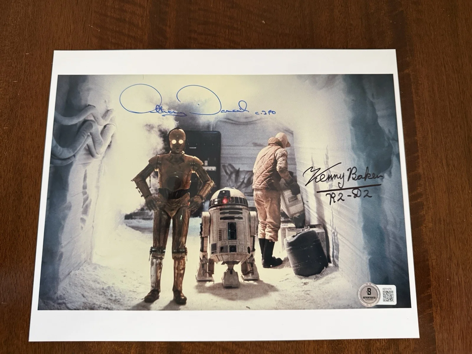 Hand Signed Anthony Daniels C-3PO Kenny Baker R2D2 Autographed Star Wars Beckett, изображение 3