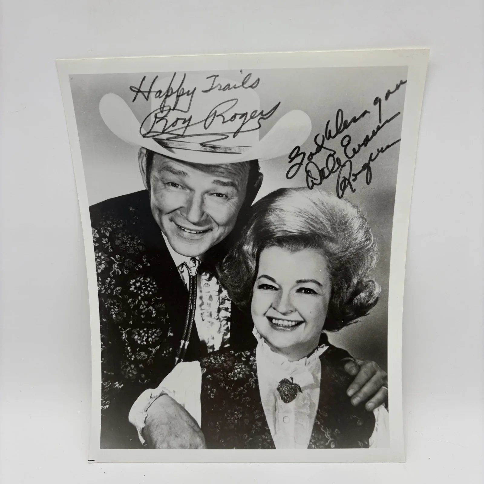 Roy Rogers & Dale Evans — Roy Rogers Dale Evans Rogers Promotional Fan 8x10 Photo Signed Printed Copy
