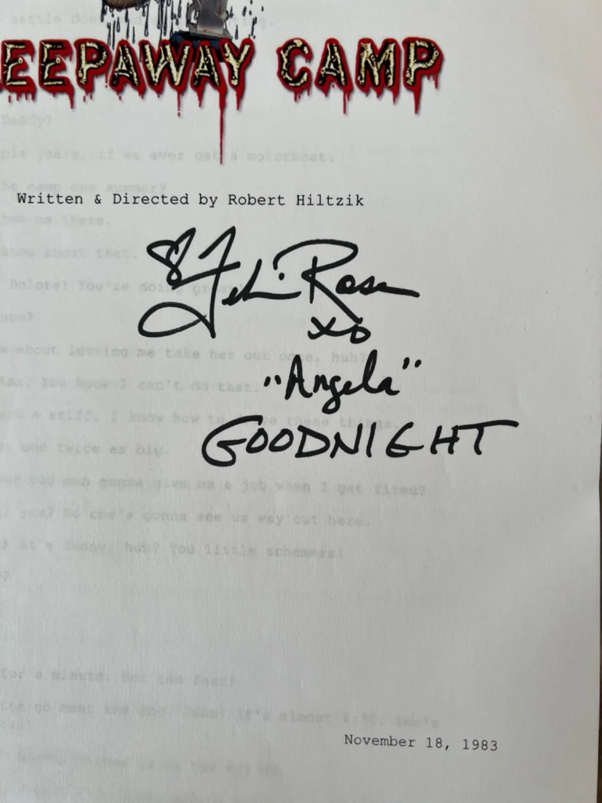 Rare Autographed Sleepaway Camp Script Signed by Felissa Rose AKA Angela Baker!, image 3