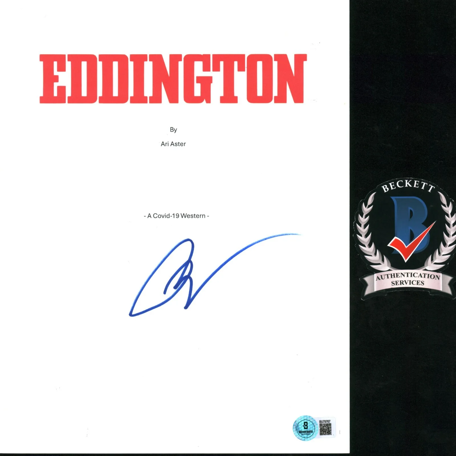 Ari Aster — ARI ASTER SIGNED EDDINGTON FULL MOVIE SCRIPT BECKETT BAS COA ACCLAIMED DIRECTOR