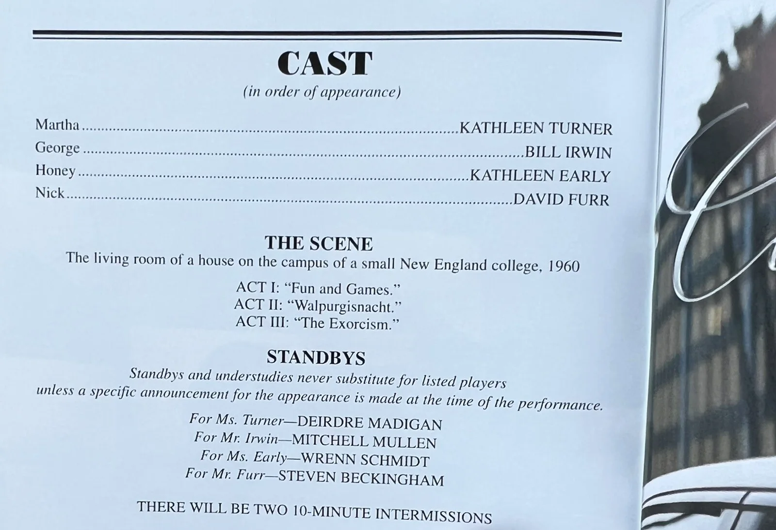 Bill Irwin & Kathleen Turner Signed IP Who's Afraid of Virginia Woolf? Playbill, изображение 2