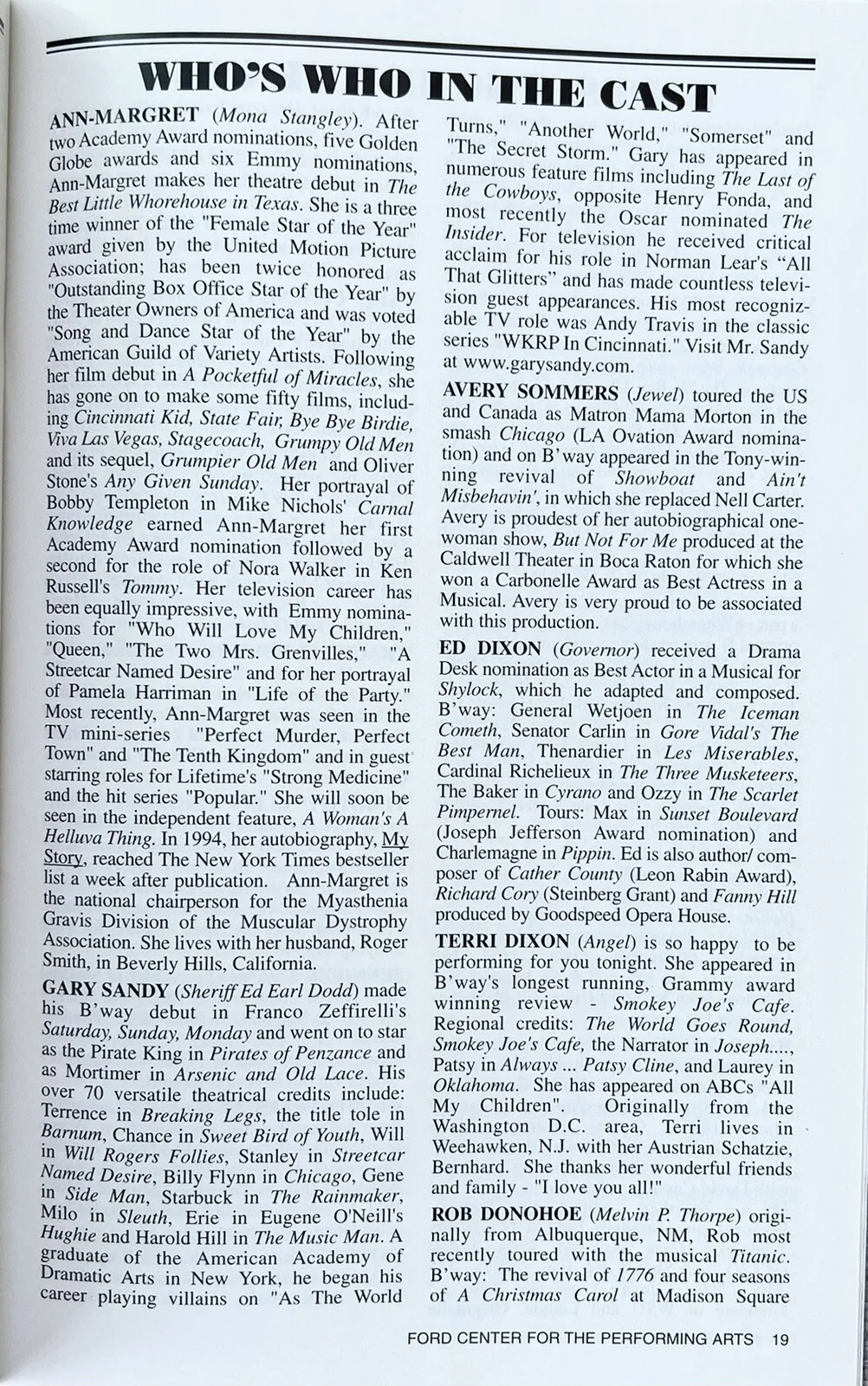 Ann-Margret — Gary Sandy & Ann-Margret Signed IP The Best Little Whorehouse In Texas Playbill, изображение 2