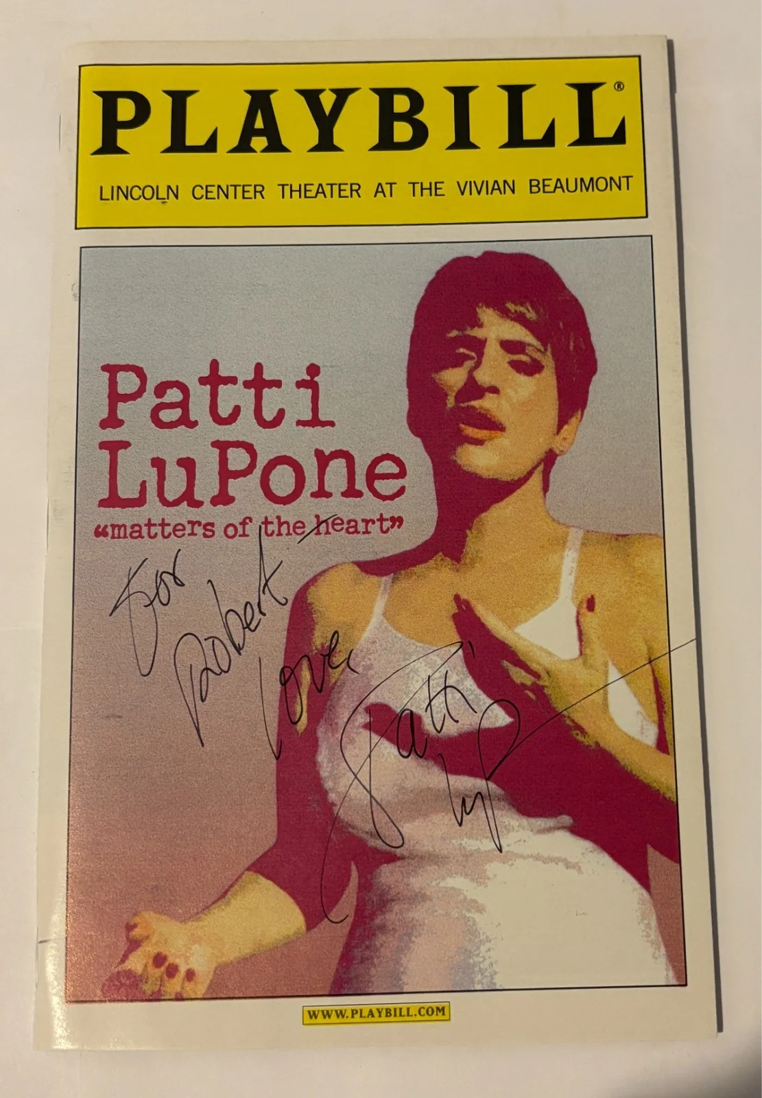 Patti Lupone — Matters of the Heart-Broadway Playbill - Autograph, Patti LuPone