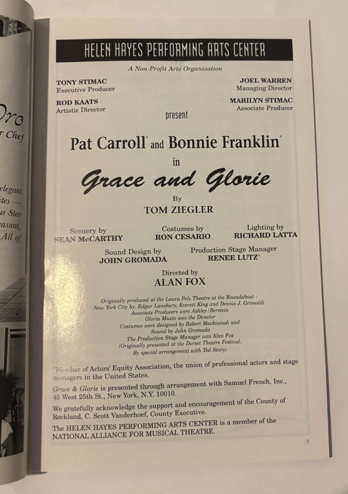 Bonnie Franklin — Grace and Glorie- Playbill - Autograph- Bonnie Franklin, image 2