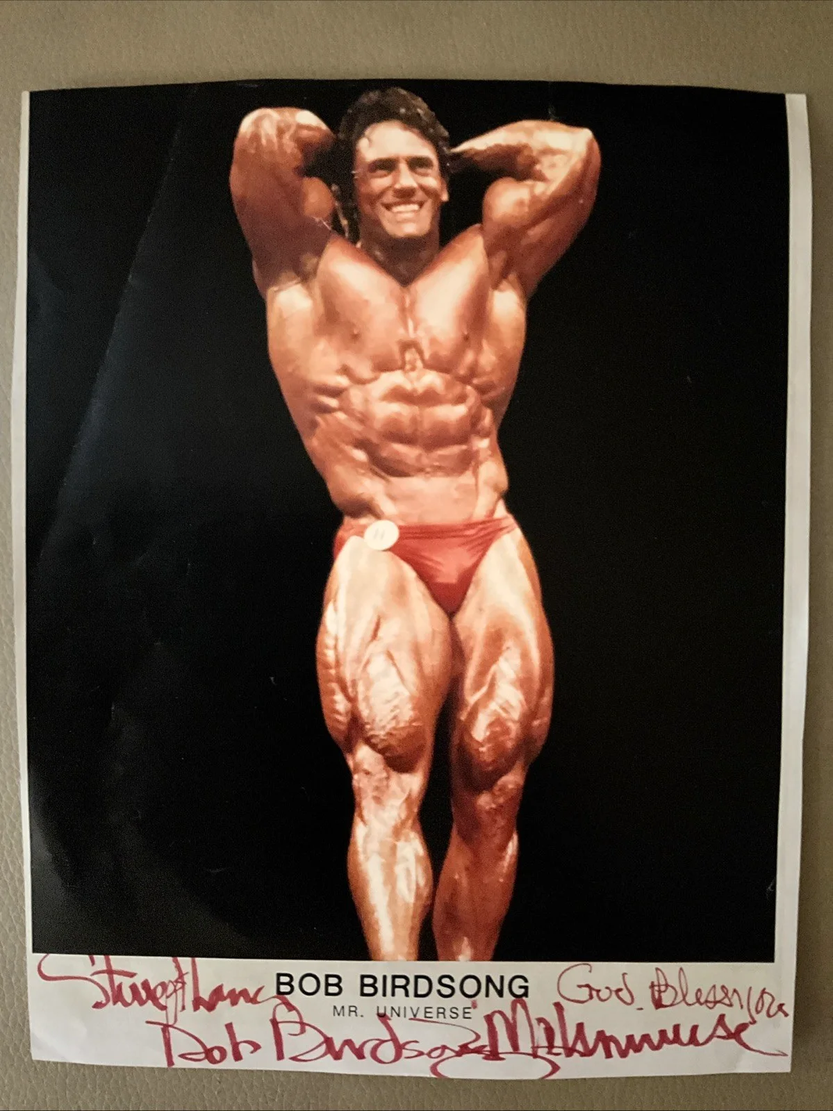 Bob Birdsong Mr. Universe Autograph 8x10 Photo Body Building World Champ 70s-80s, изображение 3