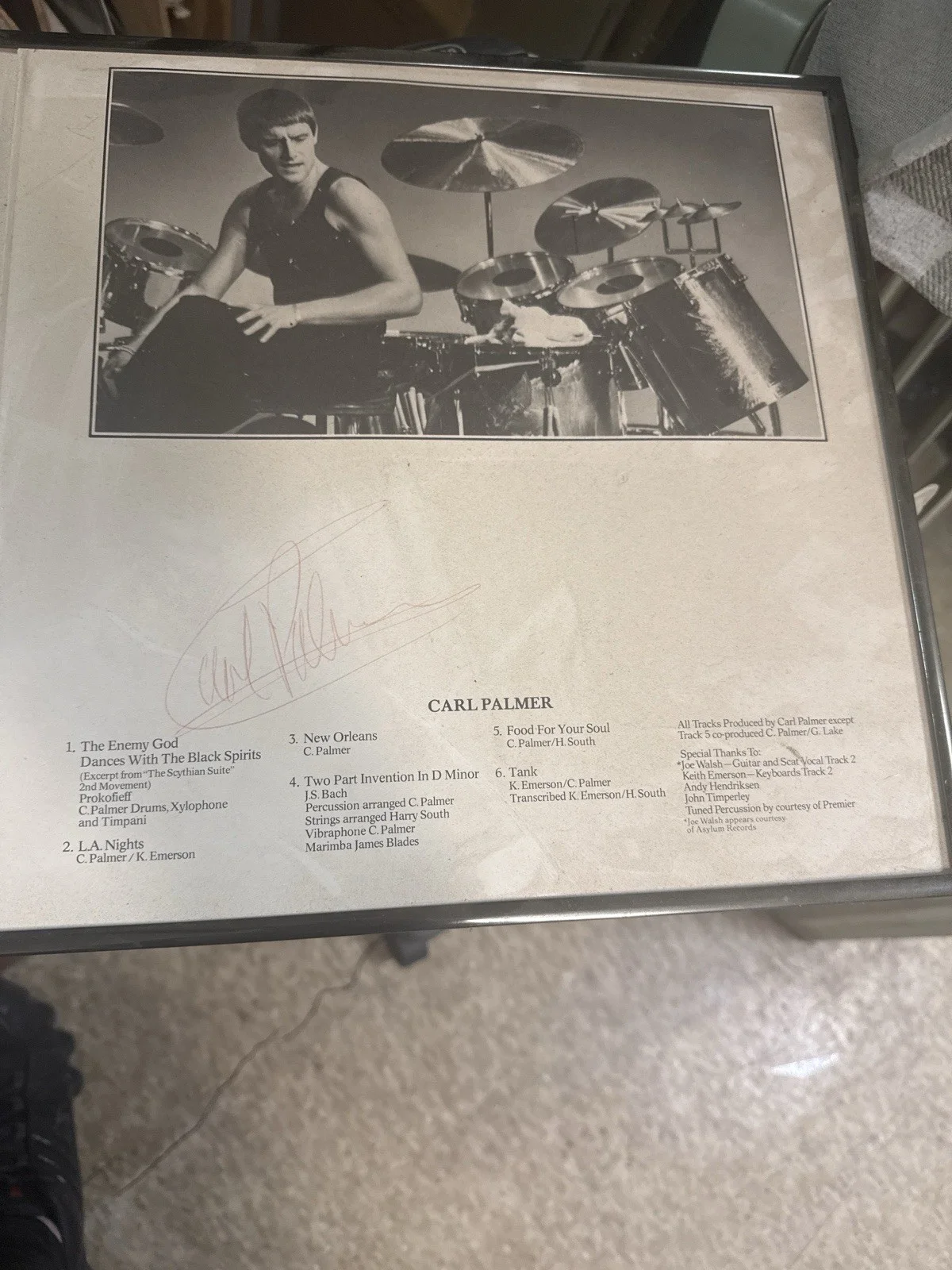 Emerson, Lake & Palmer Original Autographed Record Album Signed Inner Sleeve, image 3