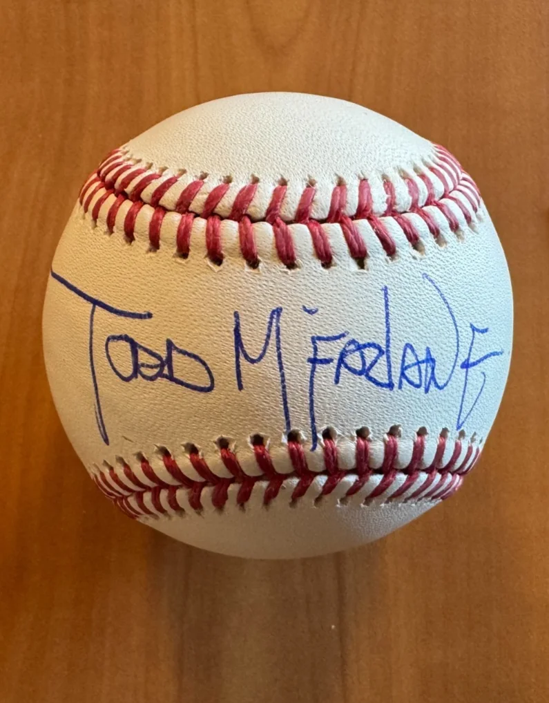 Todd McFarlane — Todd McFarlane Signed Autographed ROMLB Baseball Marvel Spider-Man JSA COA, image 2