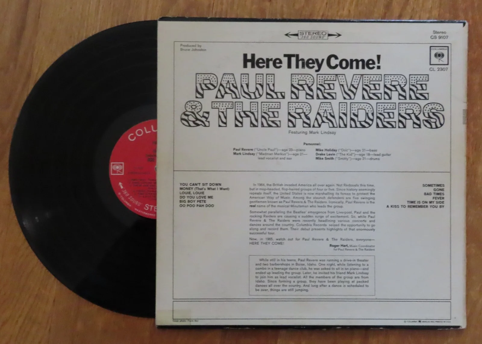 MARK LINDSAY signed PAUL REVERE & THE RAIDERS Here They Come! Record / Album, изображение 3