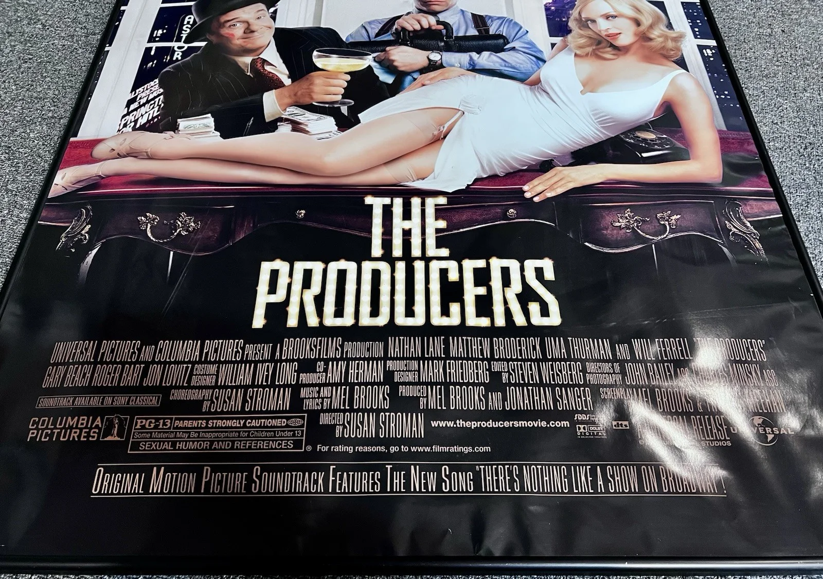 Matthew Broderick — Signed Movie Poster The Producers, Matthew Broderick, Uma Thurman, Mel Brooks ￼￼, image 2