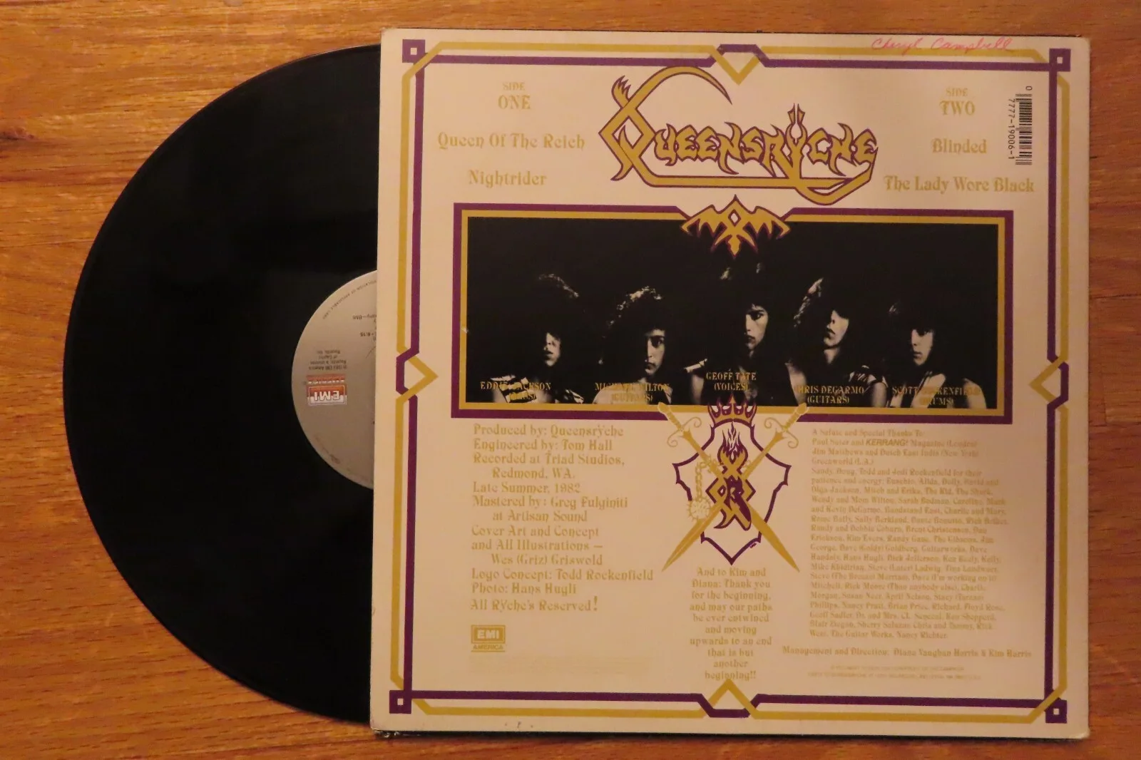 EDDIE JACKSON MICHAEL WILTON GEOFF TATE signed QUEENSRYCHE Rage for Order Record, image 4
