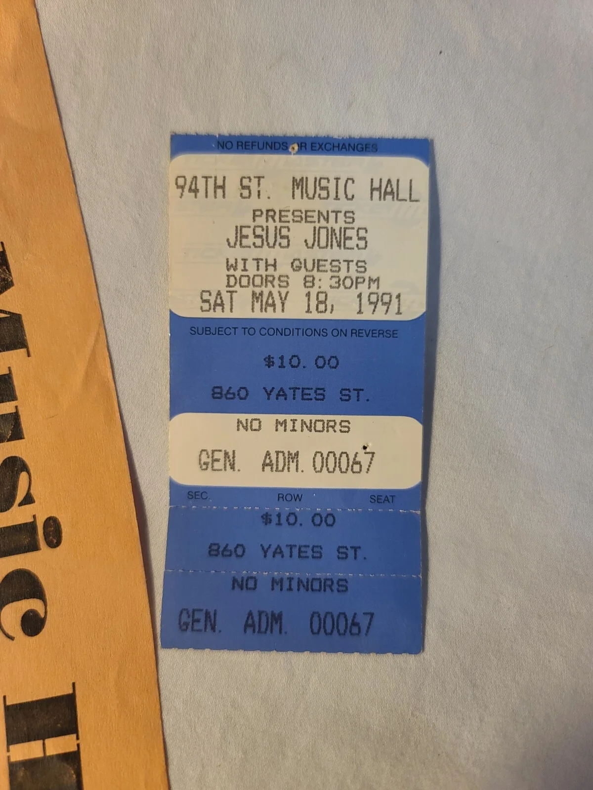 Jesus Jones Stub and poster 1991 Victoria Bc Grunge Ticket Harpos, image 2