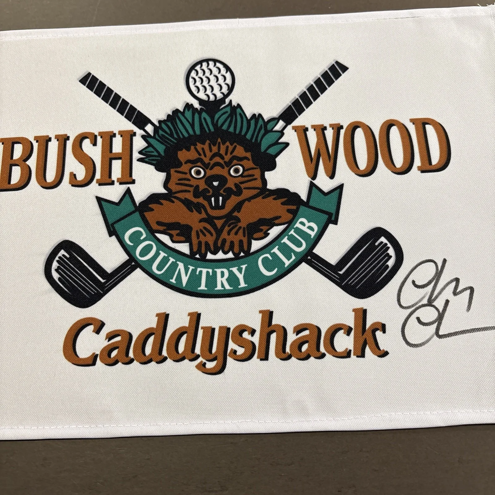 Chevy Chase — Chevy Chase Signed Bush Wood Golf Pin Flag -Caddyshack - JSA, image 4
