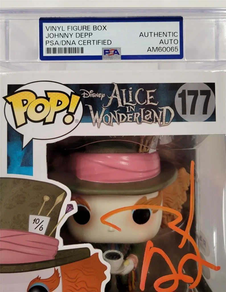Johnny Depp — Johnny Depp signed Alice Mad Hatter Funko Pop Figure 177 autograph PSA Encap, image 3