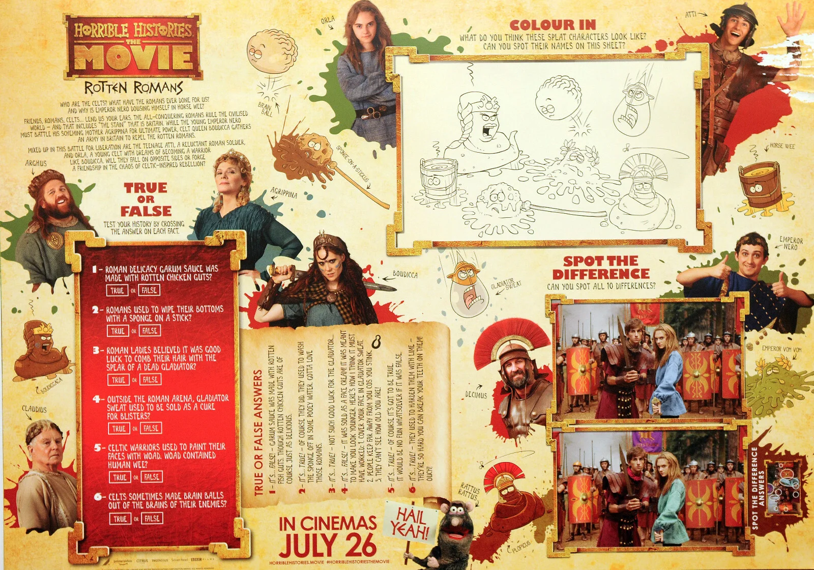 HORRIBLE HISTORIES ROTTEN ROMANS A3 POSTER ACTIVITY SHEETS X 3, image 3