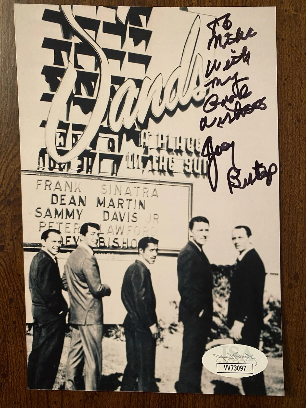 Joey Bishop — Joey Bishop Signed Autographed Rat Pack Photo With JSA COA Double Authenticated, image 2