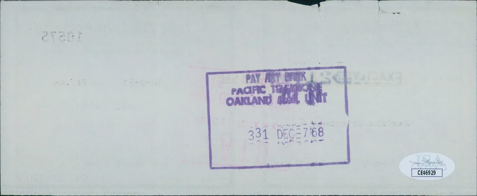 Jack Haley — Jack Haley The Wizard of Oz Actor Signed Green Cancelled Check JSA Authenticated, image 2