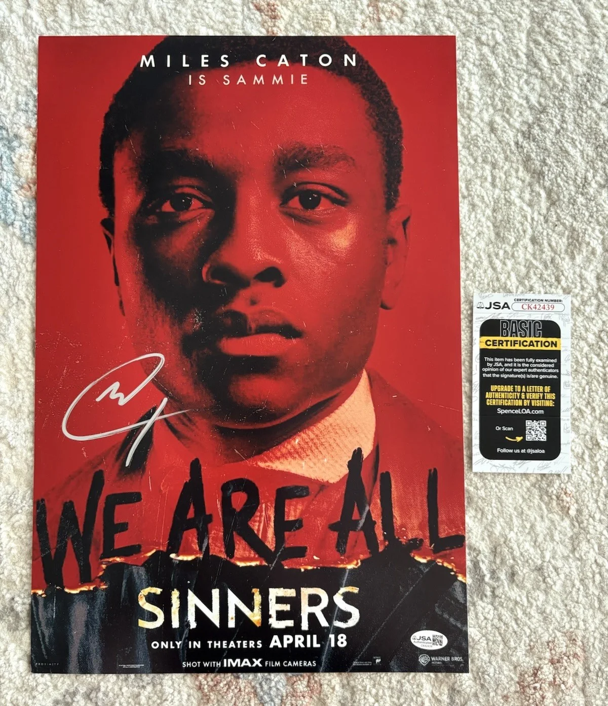 Miles Caton — Miles Caton Signed Autographed 12x18 Photo Sinners Poster Print Sammie JSA COA!