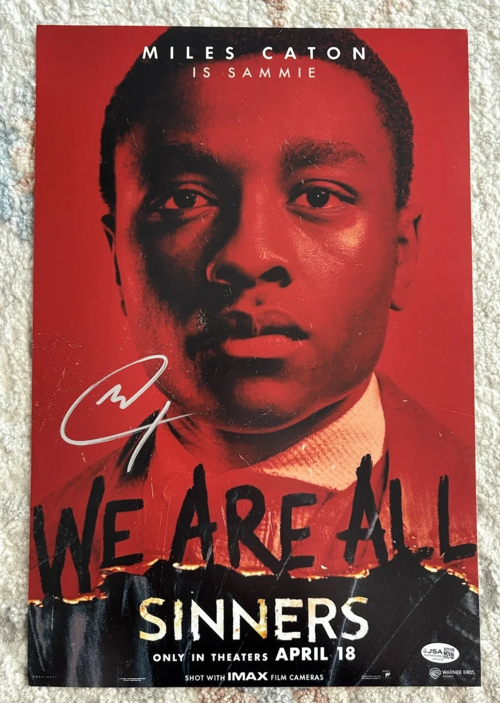 Miles Caton — Miles Caton Signed Autographed 12x18 Photo Sinners Poster Print Sammie JSA COA!, изображение 2
