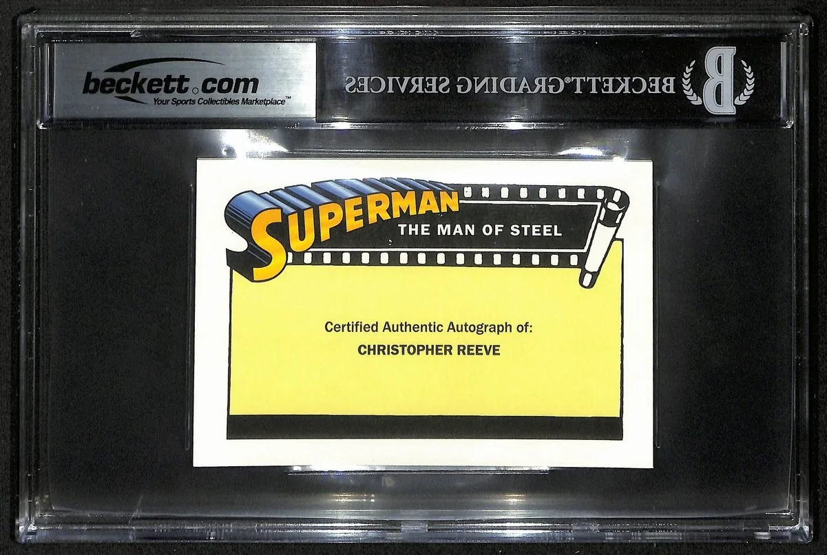 Christopher Reeve Superman Signed 3.5x5 Custom Trading Card Beckett BAS 201311, image 2