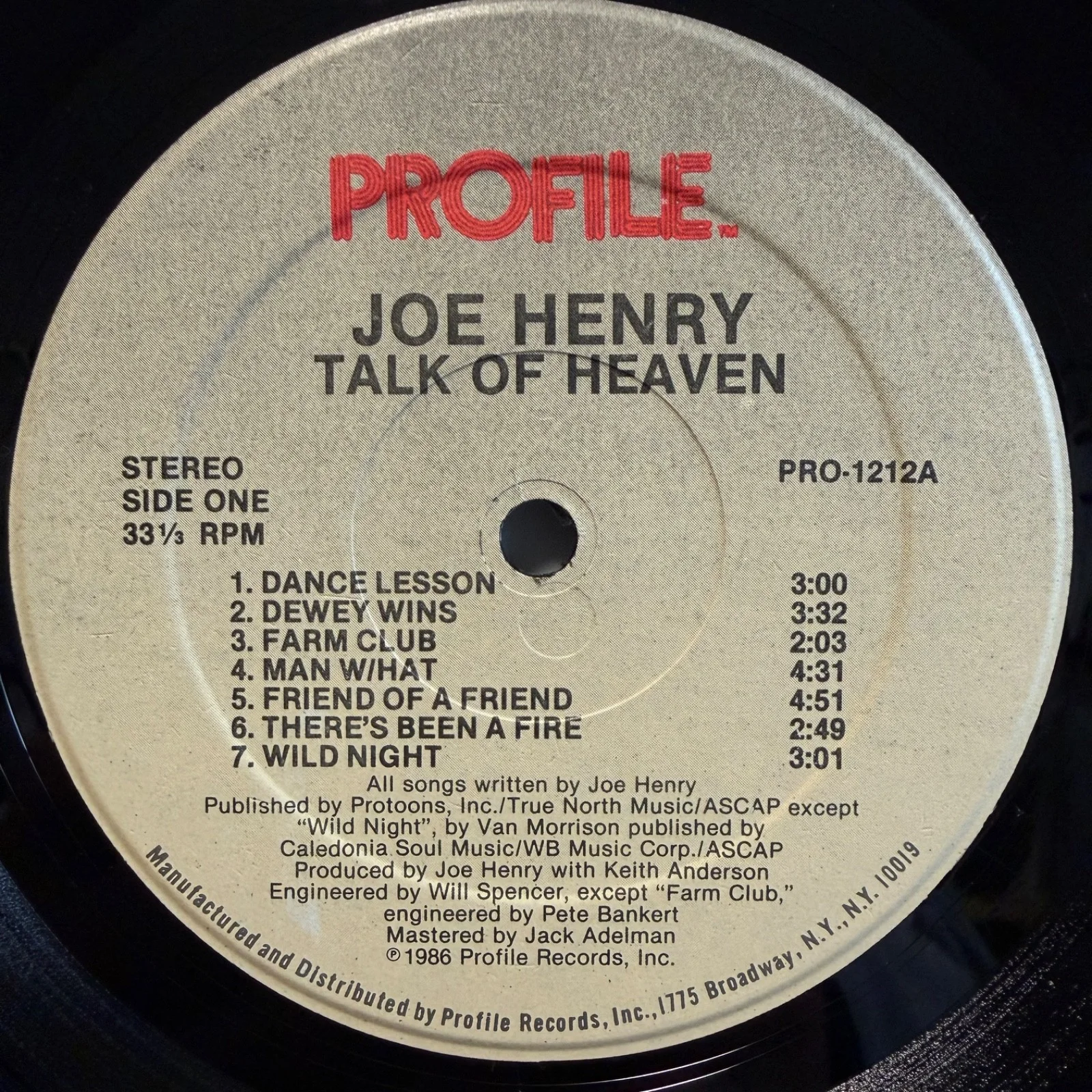 JOE HENRY "Talk Of Heaven" AUTOGRAPHED TO MIRO - USA vinyl Profile PRO-1212 NM!, изображение 4