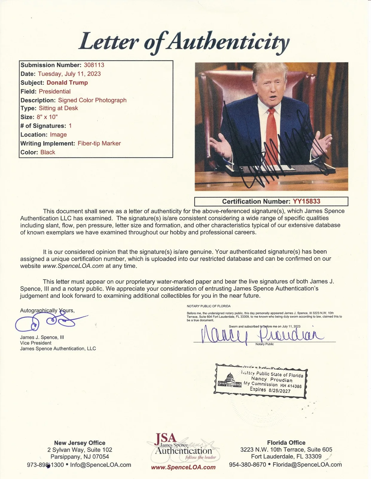Donald Trump Signed/Autographed 8x10 Photo JSA 190517, изображение 2