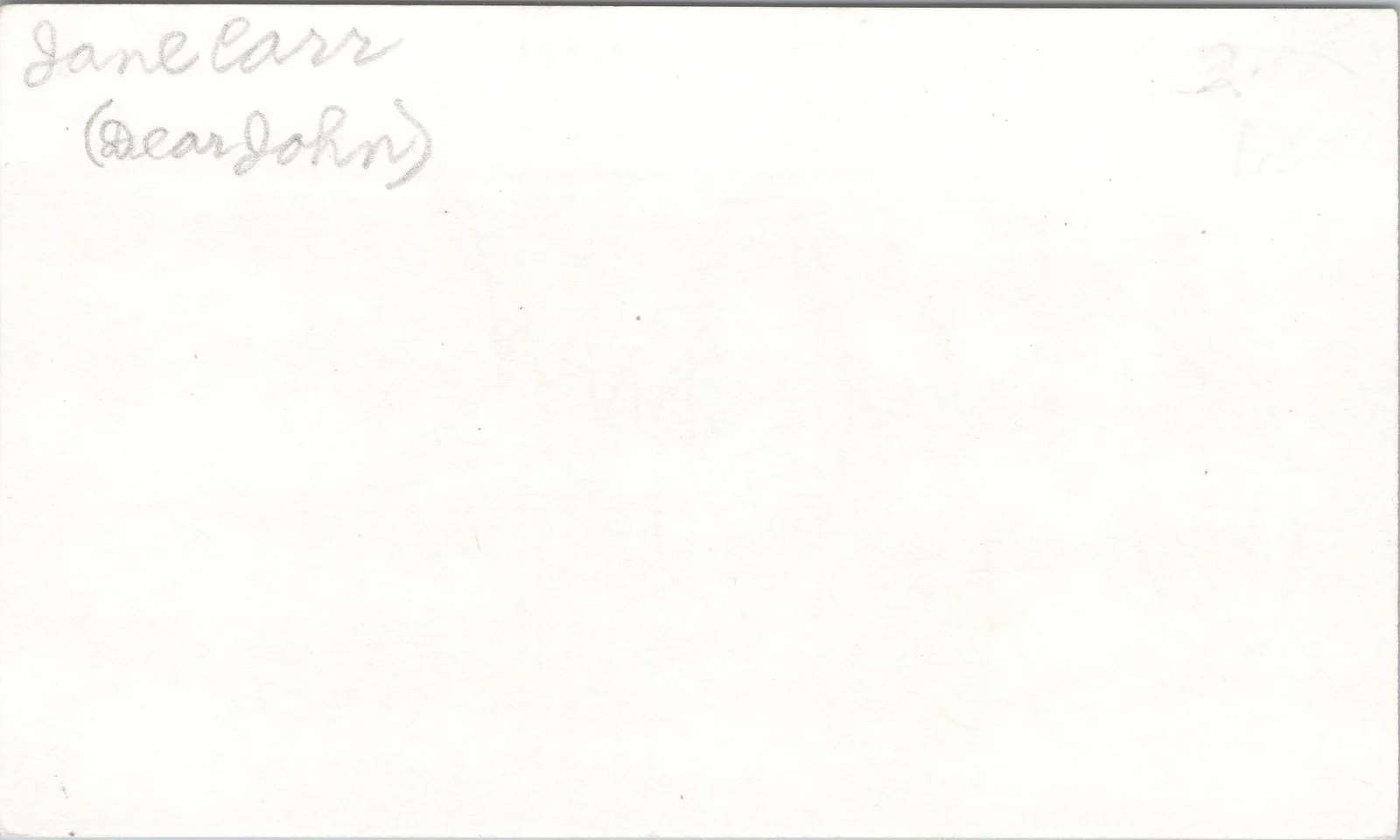Jane Carr — Jane Carr Signed 3x5 Index Card Dear John Autographed, image 2