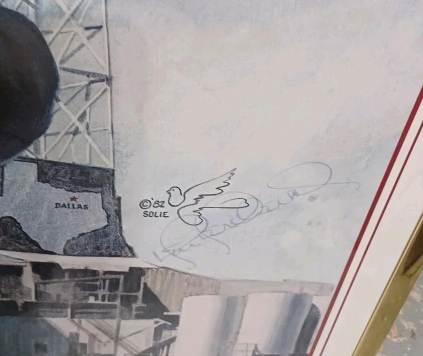 Ken Kercheval — 1980's Ken Kercheval Signed Dallas Oil Rig "Cliff Barnes" 32x24 Print Framed, изображение 2