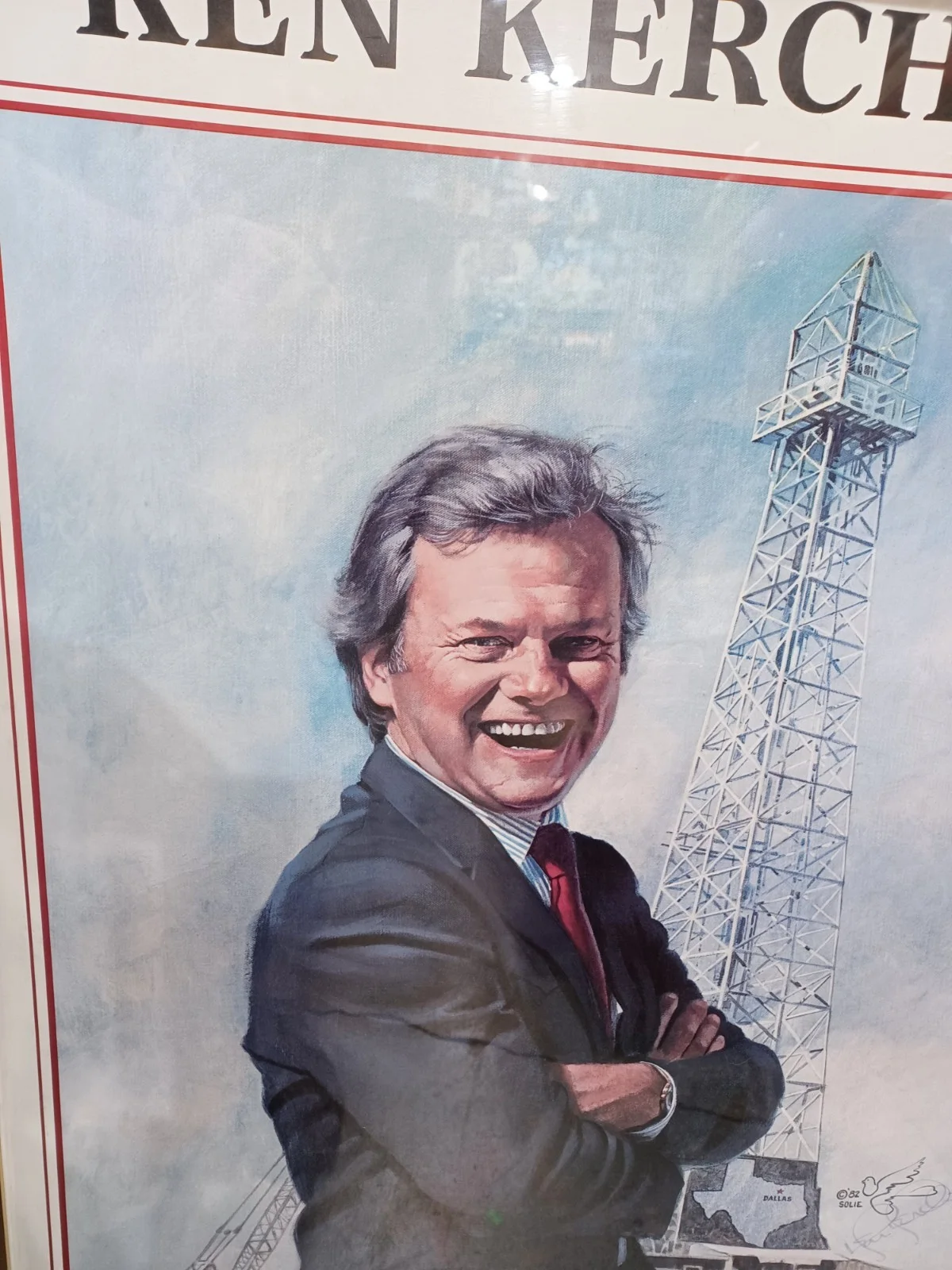 Ken Kercheval — 1980's Ken Kercheval Signed Dallas Oil Rig "Cliff Barnes" 32x24 Print Framed, изображение 4