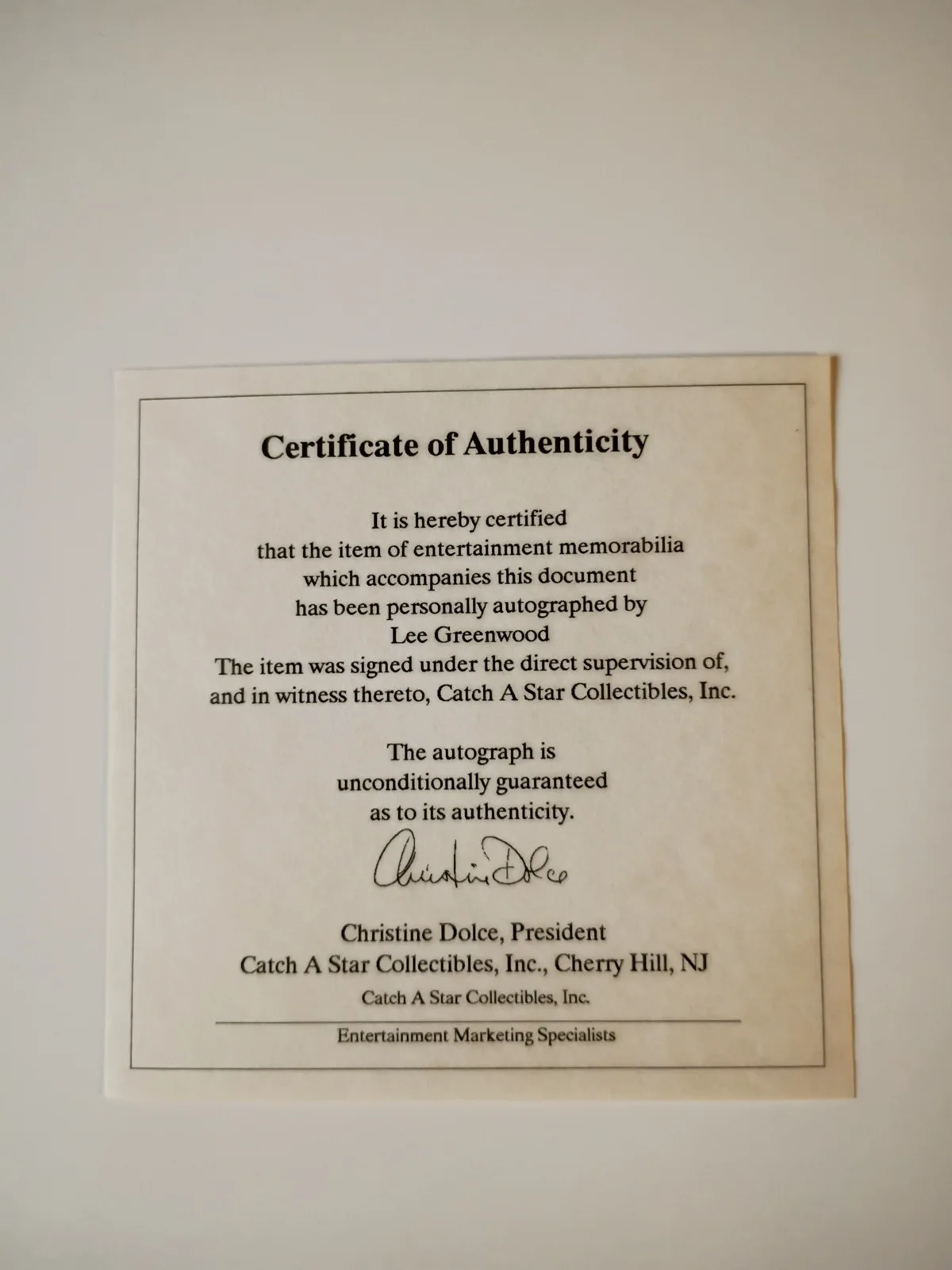 Lee Greenwood Autographed Tour Brochure 12 x 27" COA Catch A Star Collectibles, изображение 2