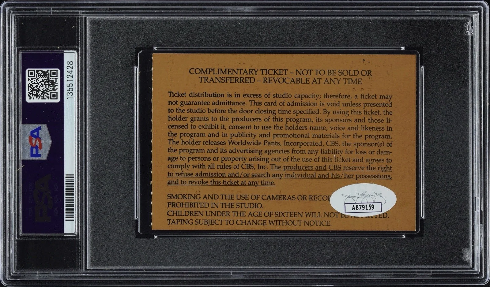 David Letterman — David Letterman Signed Late Show Ticket Stub • August 31, 1993 (PSA/DNA & JSA), изображение 4