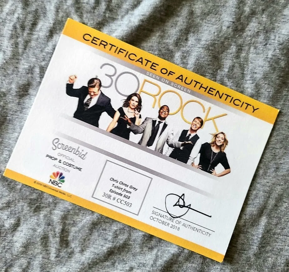 (SALE) 30 ROCK: Chris Chros/James Marsden Shirt S5E03 w/Studio COA, image 3
