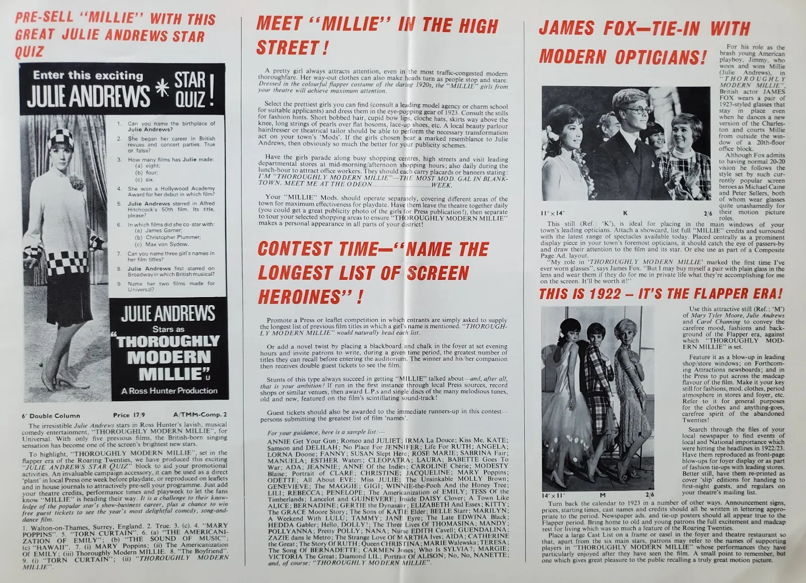 THOROUGHLY MODERN MILLIE - RARE VINTAGE 1967 UK PRESSBOOK - JULIE ANDREWS, изображение 2