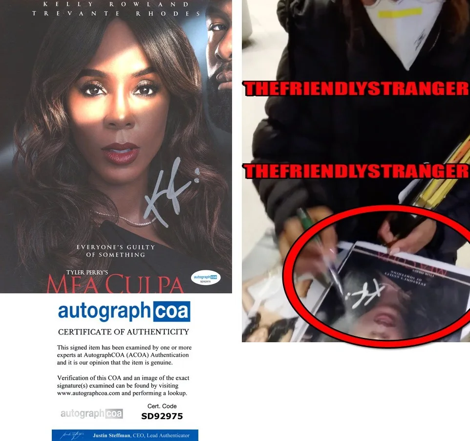 KELLY ROWLAND — Kelly Rowland signed "MEA CULPA" 8x10 Photo EXACT PROOF Destiny's Child ACOA COA