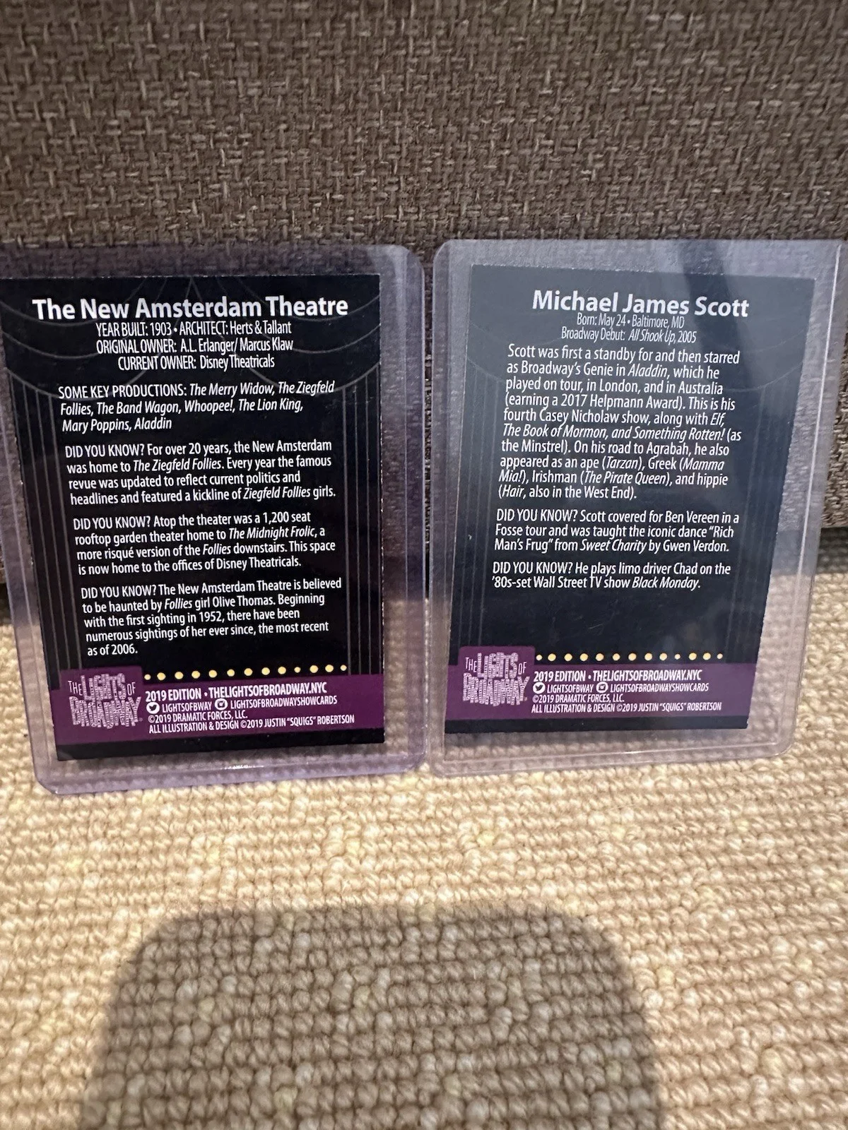 Michael James Scott Signed Lights Of Broadway Set Of 2 Cards Aladdin Genie, изображение 2