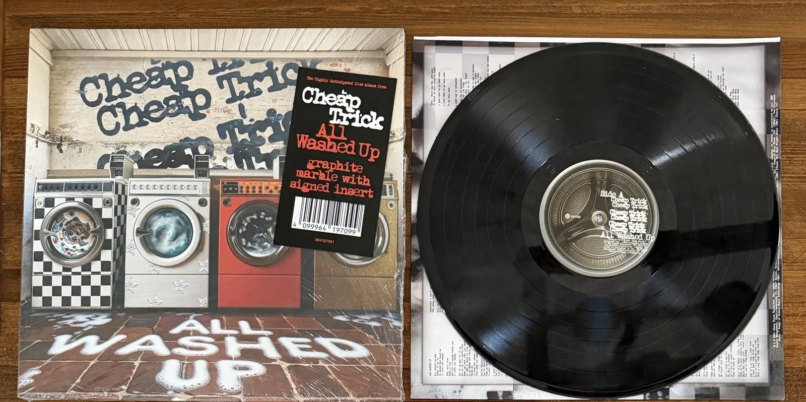 BAND SIGNED CHEAP TRICK ALL WASHED UP COVER CARD & VINYL LP BECKETT BAS COA, image 3