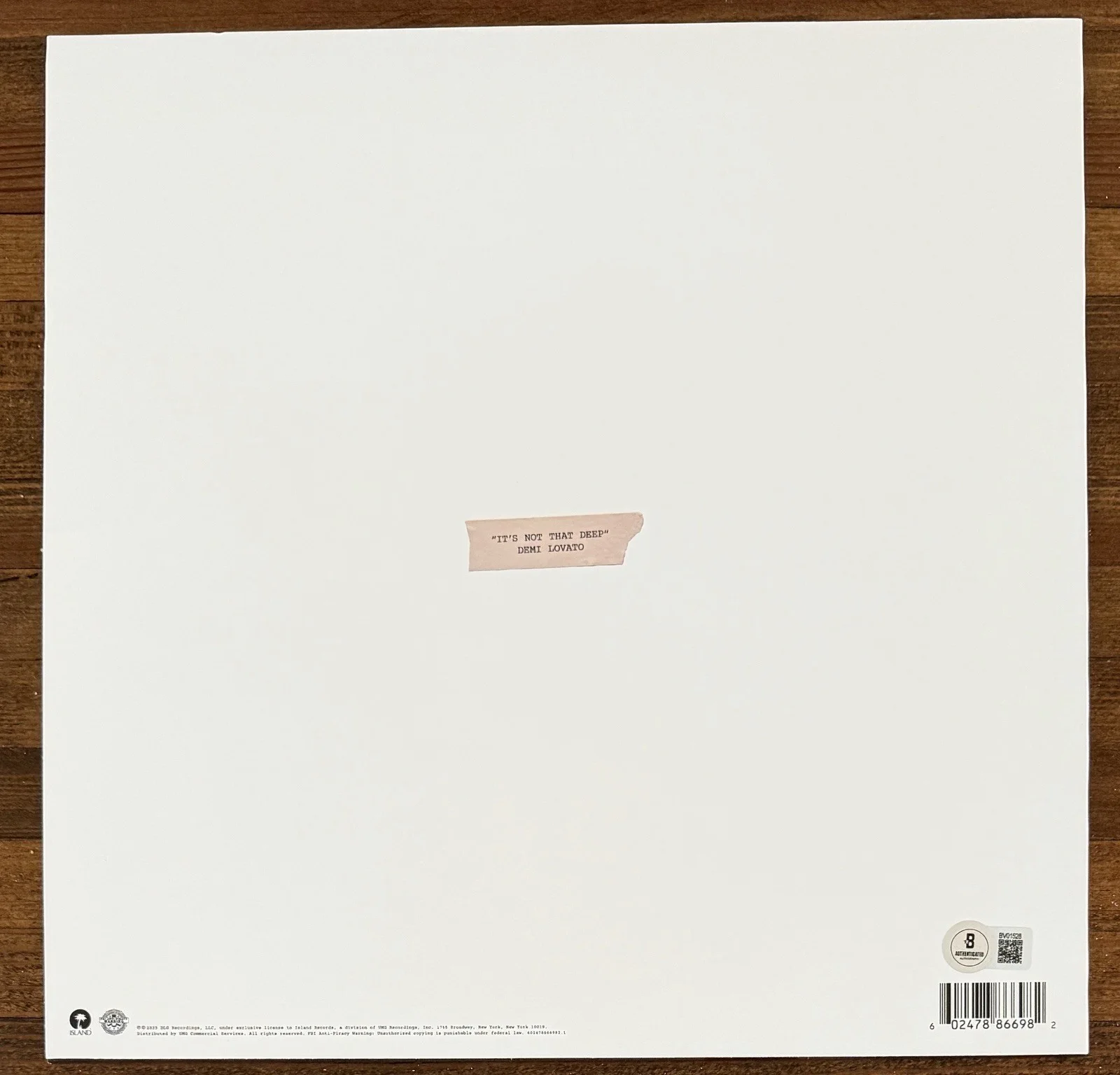 Demi Lovato SIGNED Its Not That Deep White Vinyl Cover Beckett BAS COA Autograph, изображение 2