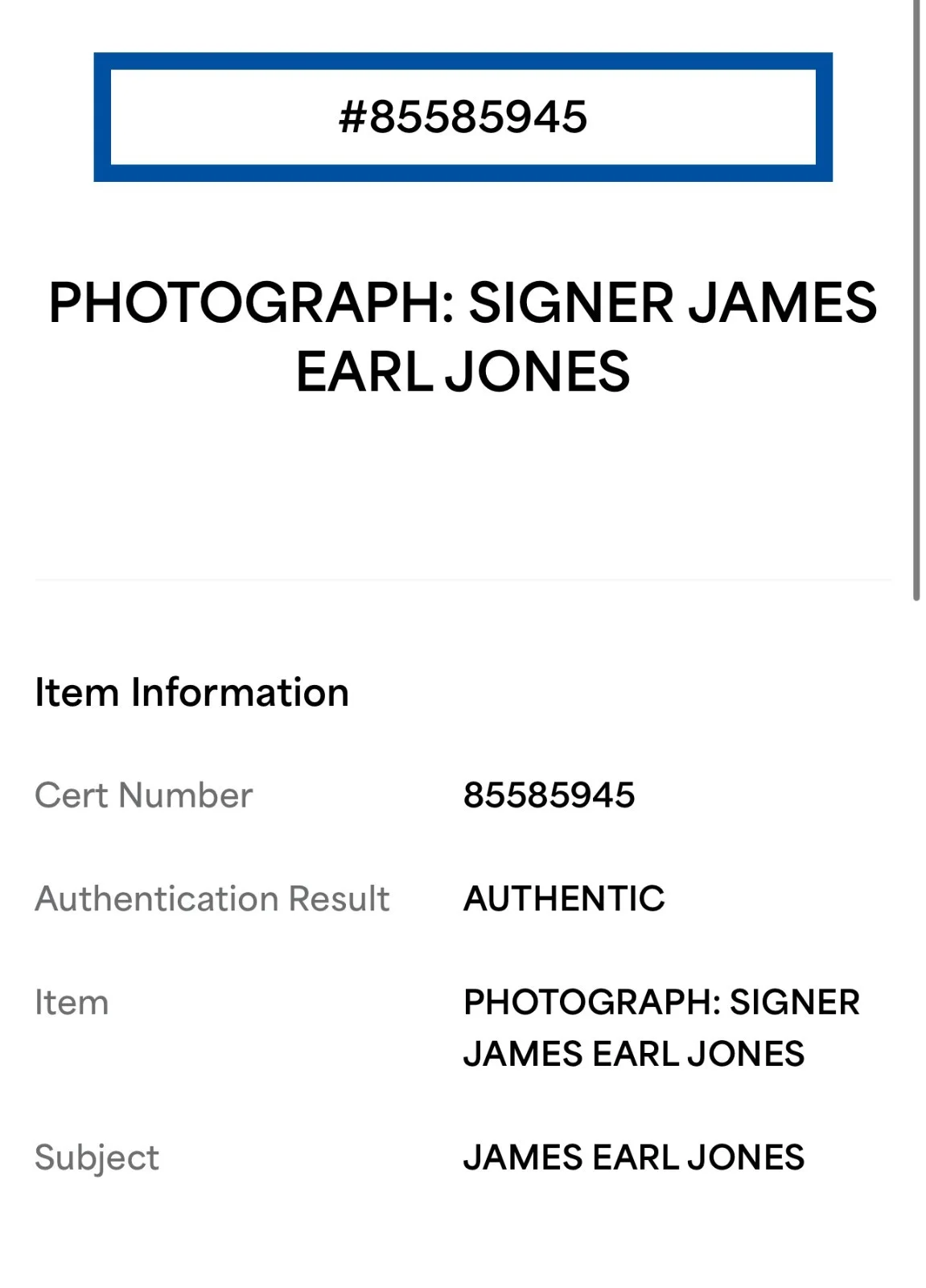 James Earl Jones — James Earl Jones Signed 8x10 Photo Auto PSA DNA Slab Darth Vader Star Wars, изображение 5