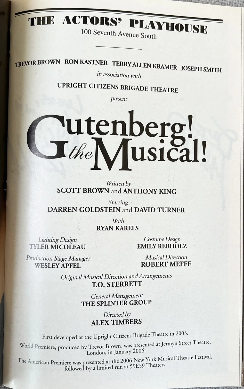 Gutenberg! The Musical! Signed IP Playbill - Darren Goldstein David Turner, изображение 3