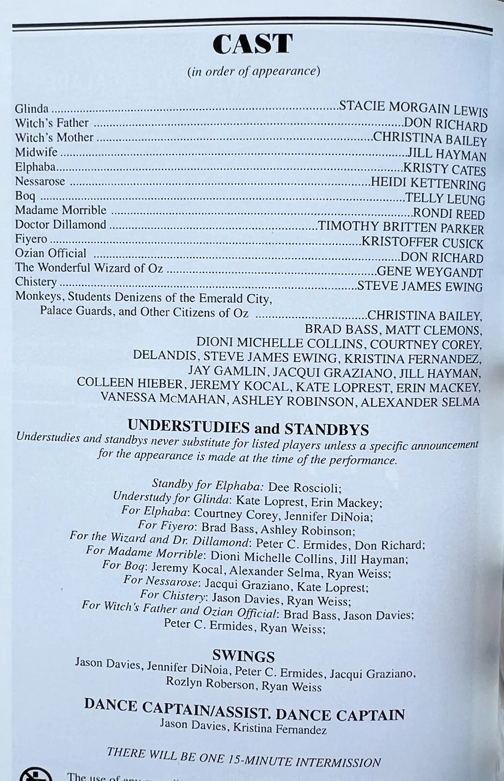 WICKED Signed In Person Playbill - Kristy Cates Rondi Reed Authentic, изображение 2