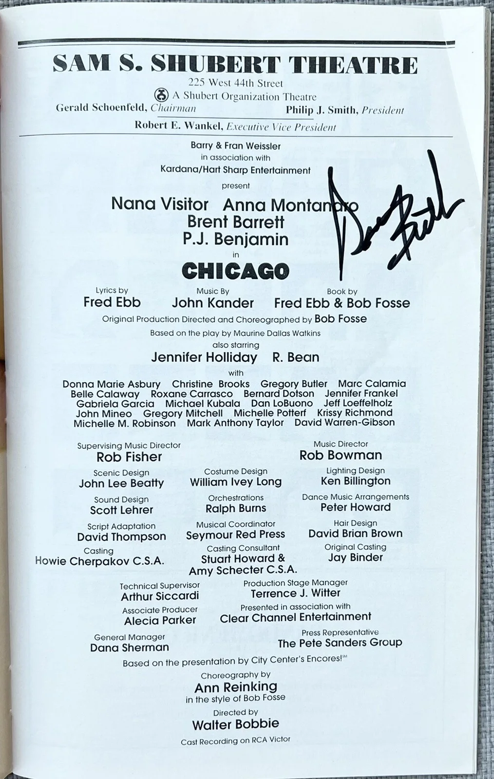 CHICAGO Signed IP Playbill Nana Visitor Anna Montanaro Brent Barrett PJ Benjamin, изображение 2
