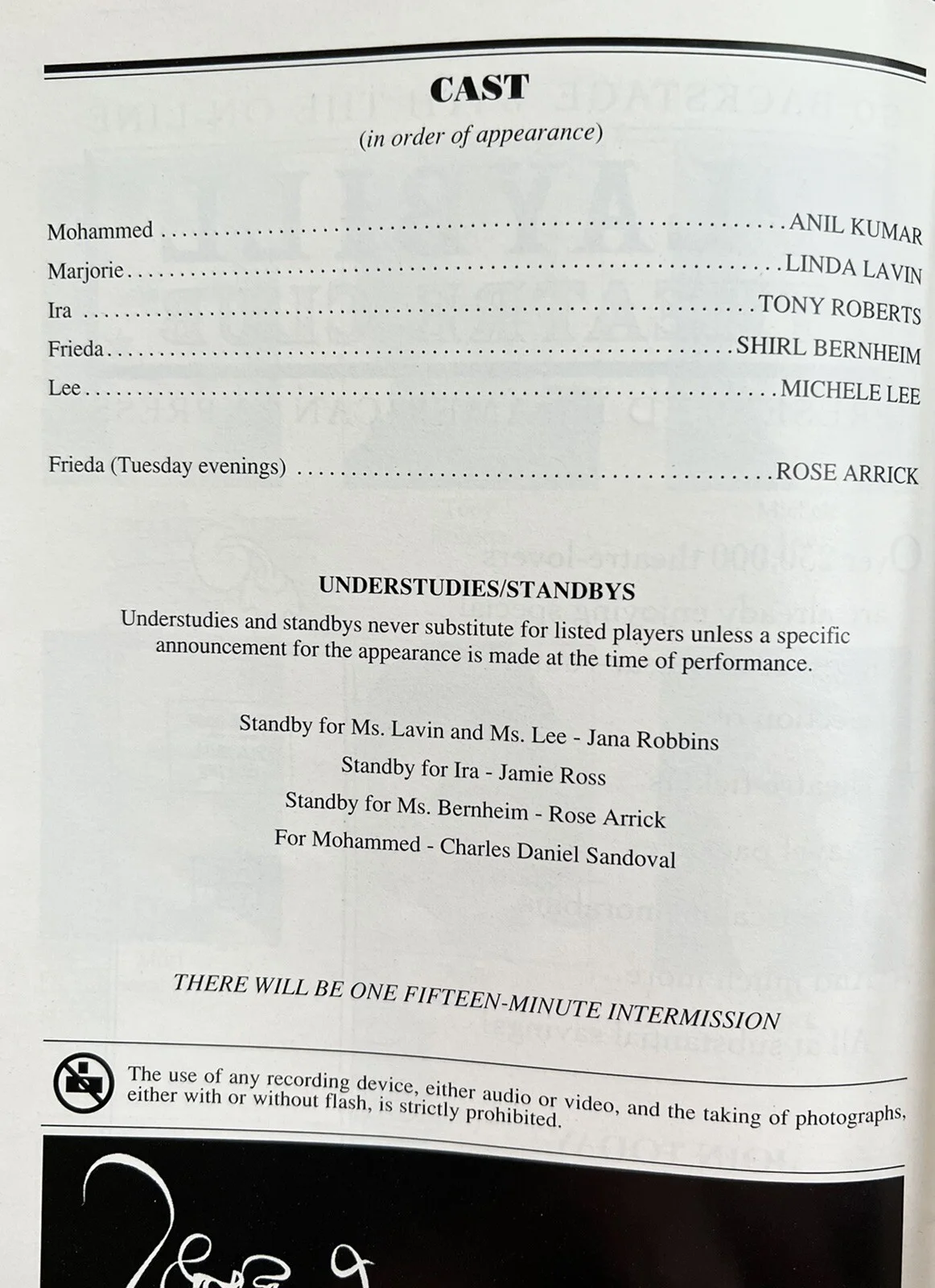 The Tale of the Allergists Wife Signed IP Playbill - Linda Lavin Michele Lee, изображение 2