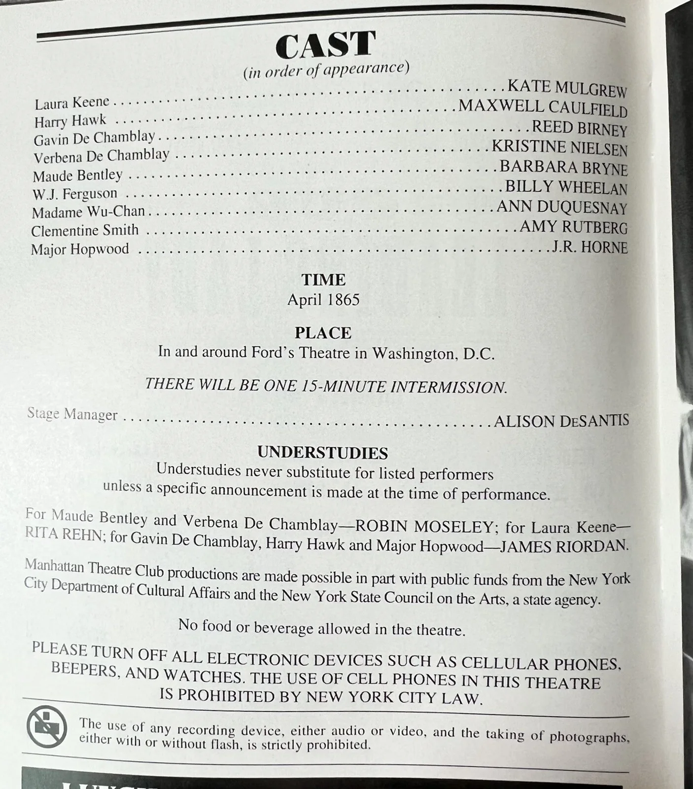 Our Leading Lady Signed IP Broadway Playbill - Kate Mulgrew, Maxwell Caulfield, изображение 2