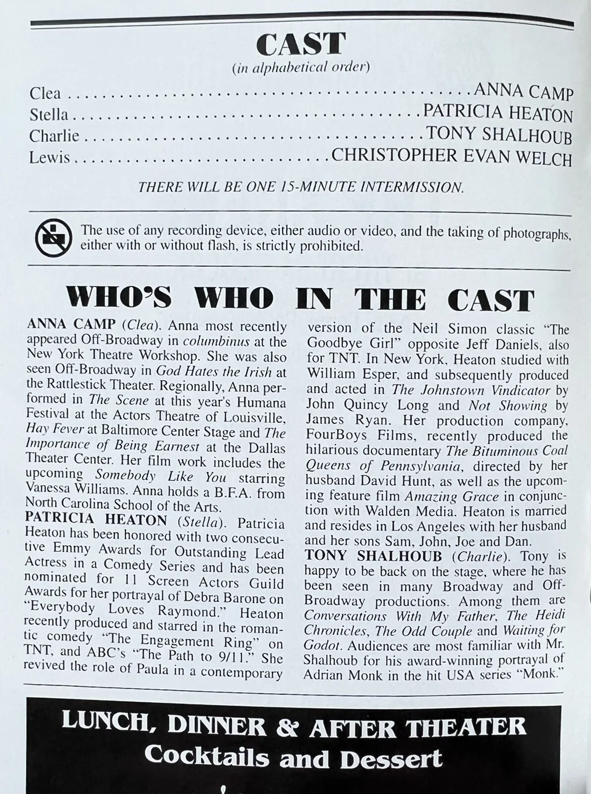 The Scene Signed Broadway Playbill - Anna Camp Patricia Heaton Tony Shalhoub, изображение 2