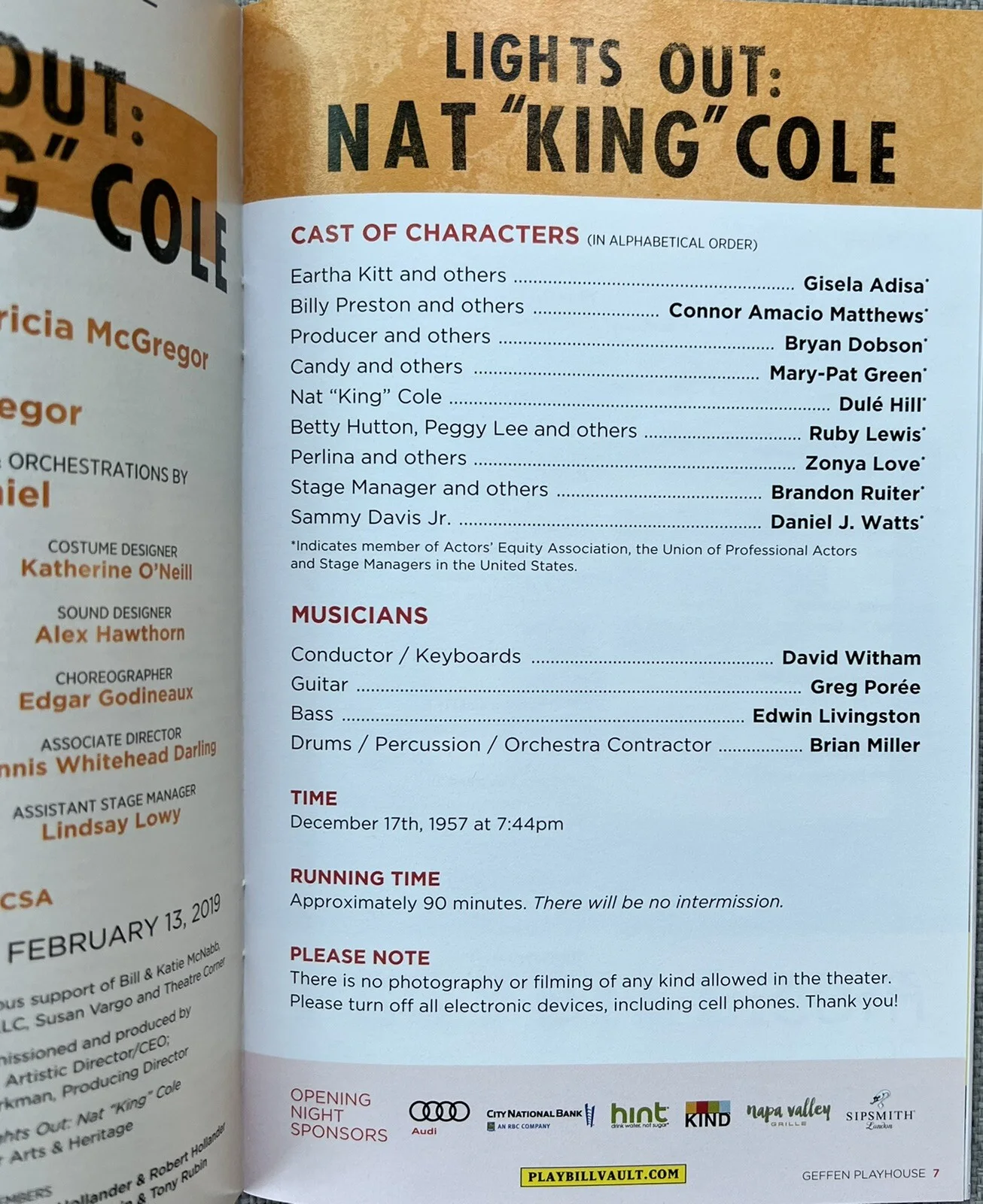 Dule Hill & Daniel J Watts Signed IP Lights Out Nat King Cole Playbill Authentic, image 2
