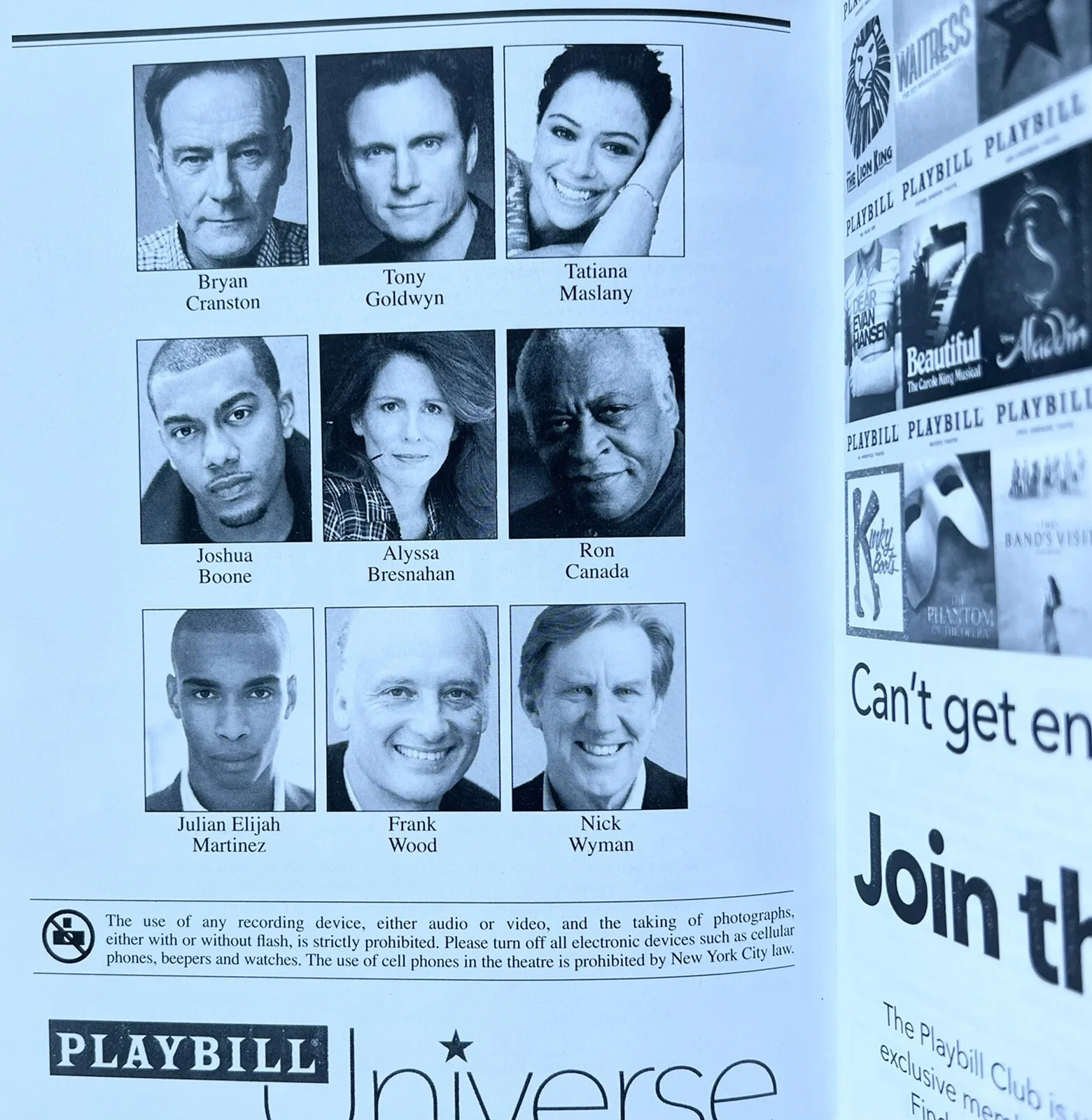 Bryan Cranston & Tony Goldwyn Signed In Person NETWORK Broadway Playbill, изображение 2