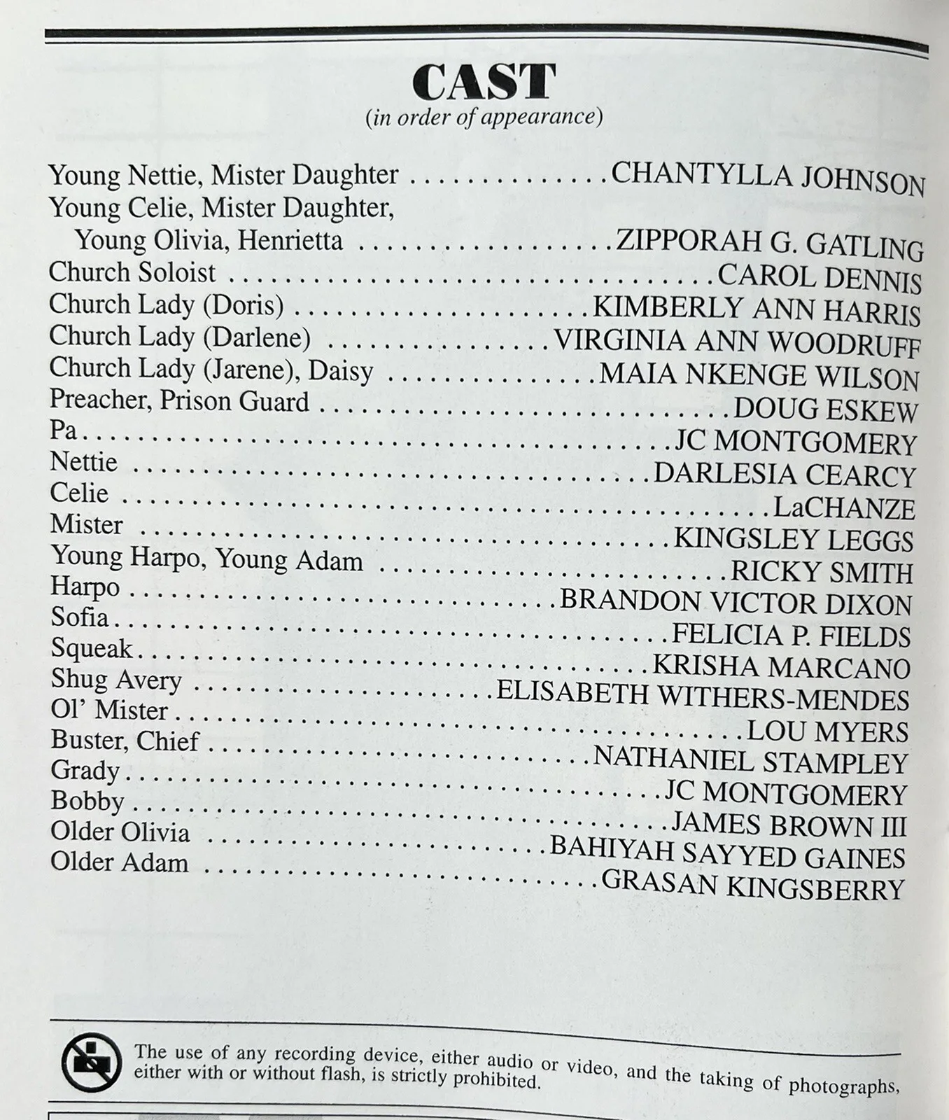 The Color Purple Signed In Person Broadway Playbill LaChanze Felicia P Fields, изображение 3