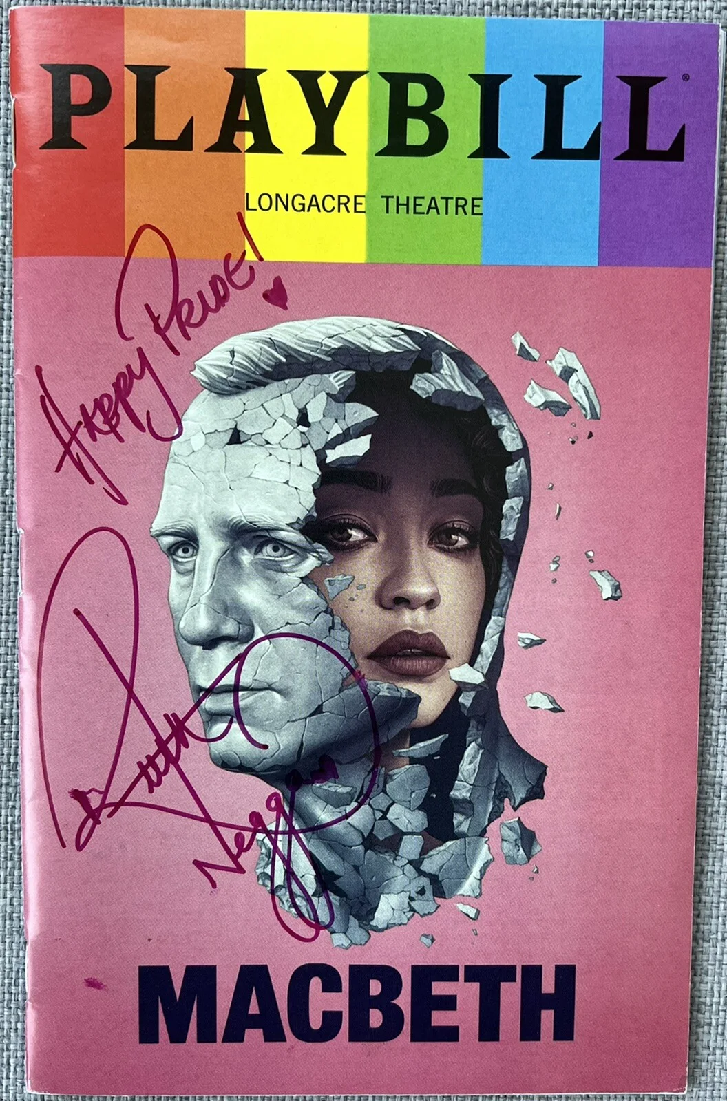 Ruth Negga — Ruth Negga Signed In Person MACBETH Playbill - Authentic, Broadway, PRIDE