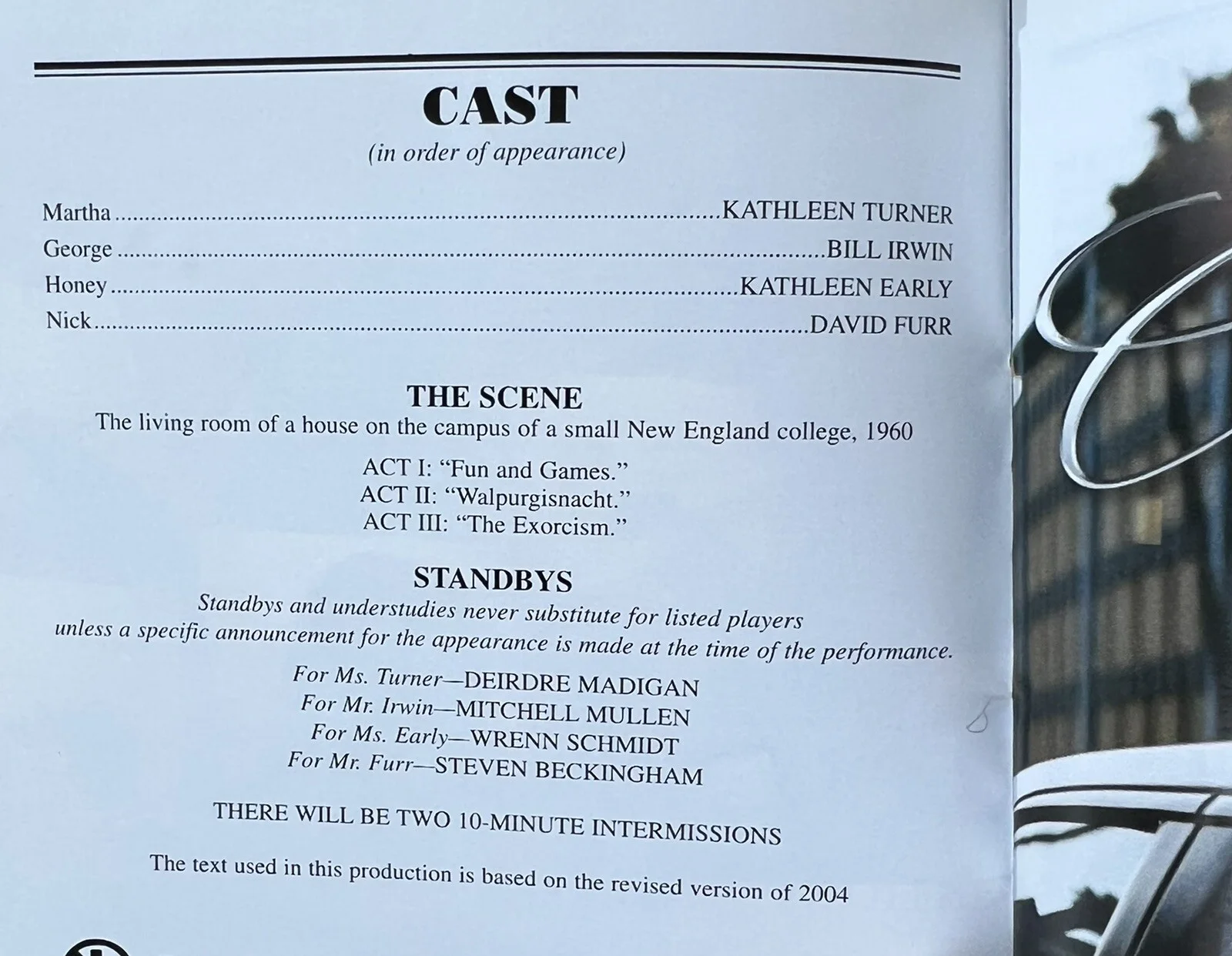 Bill Irwin & Kathleen Early Signed IP Who's Afraid of Virginia Woolf? Playbill, изображение 2